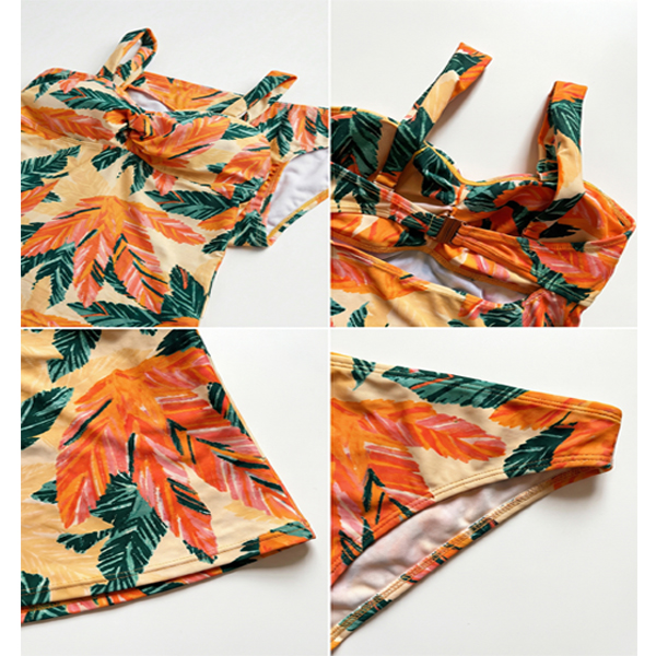 mujeres, tankini, hoja, nadador